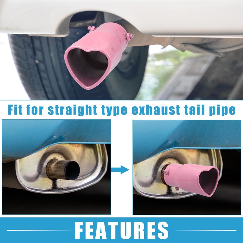 X AUTOHAUX Car Exhaust Tip Heart Shaped Tail Pipe 2.48Inch