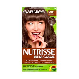 Garnier Nutrisse Ultra Color, Permanent Hair Dye, 500 Medium Brown, Vibrant Colour, Silky and Smooth Hair Enriched With Avocado Oil, 1 Application