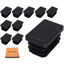 SKIR'CO (10 pcs) Rectangular Plastic Plugs 20 x 30 mm, Mat Tube End Caps, Rectangle Tube Inserts, Fence Post Plugs, Black RAL 9005