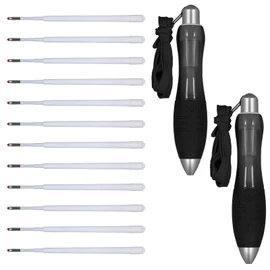 2pcs Big Fat Heavy Pens with 12 Refills, Smooth Writing Big Fat Pens Thick Pens Writing Aids Weighted and Hands Wide Grip Ballpoint For Hand Tremors(Black)