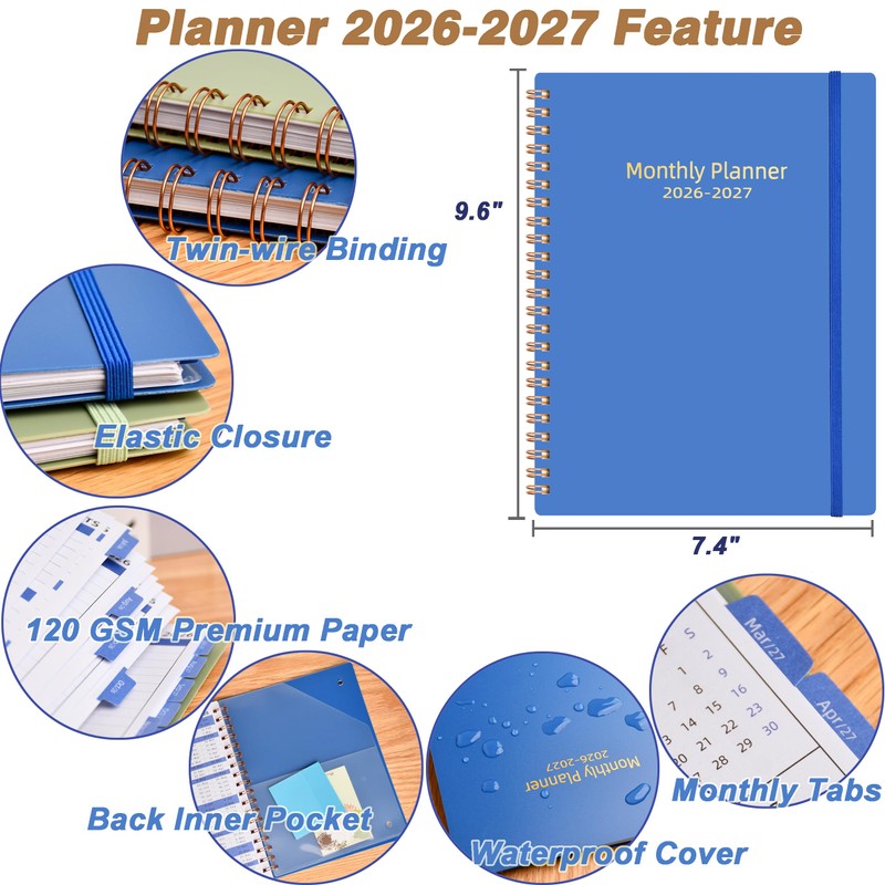 Monthly Calendar Planner, Jul 2026–Dec 2027, 120 GSM Paper, B5