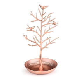 Flexzion Jewelry Display Stand, Earring Necklace Holder Tree Tower Rack Hanging Organizer - Ideal for Bangles Pendants Anklet (Copper)