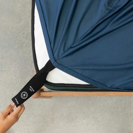 The Lad Collective 3.0 Queen Fitted Sheet - Queen Deep Pocket Bed Cover with EasyGrip™ Loop Straps, Durable Elastic & Temperature Regulating - Bamboo-Cotton Sheet- Atlantic [Navy Blue]