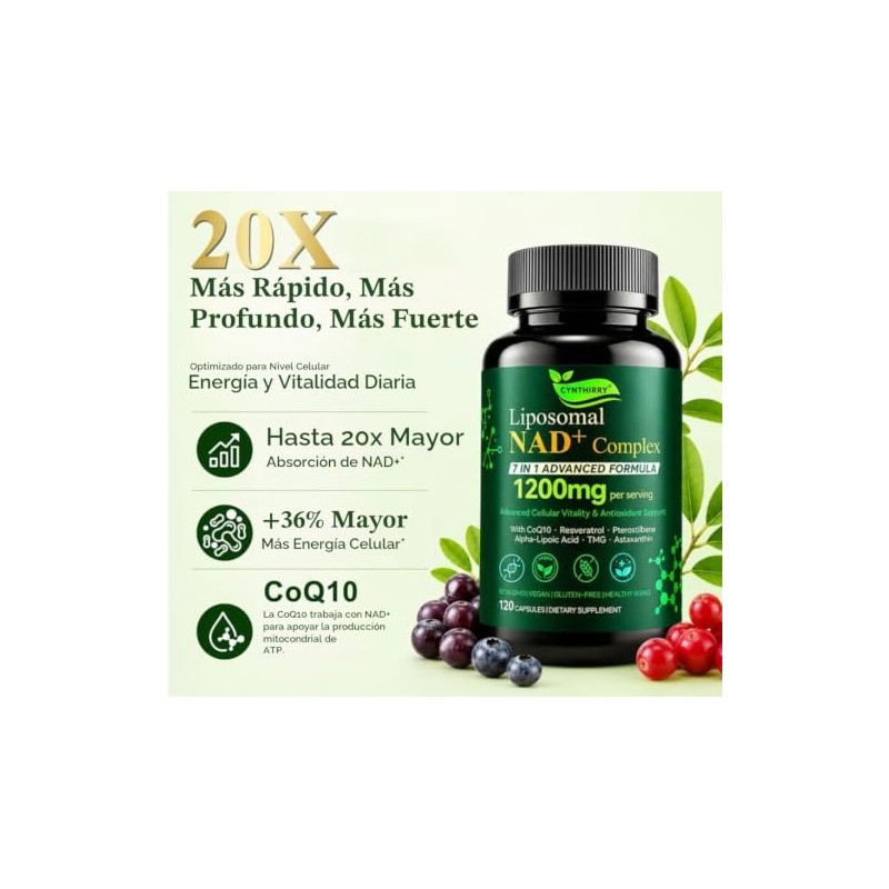 Suplemento Nad Resveratrol Antioxidante Salud 1000 120 Potencia Ingredientes Estados