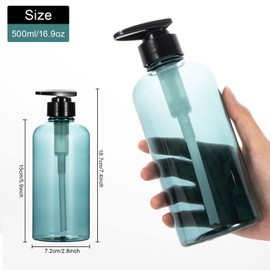 Yebeauty Pump Bottle, 2 Pack 17oz Plastic Lotion Bottle Pump Dispenser Large Bottle for Shampoo Soap, Clear Blue
