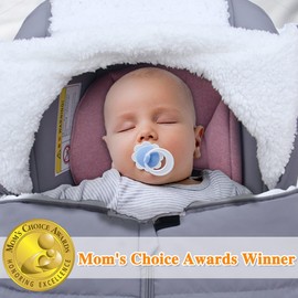 Mom's Choice Awards Winner-TSAYAWA Winter Baby Car Seat Cover -Keep Babies Warm Carseat Bunting Bag/Blanket for Newborn & Infant - Cold Weather Insulated Windproof Carrier Canopy for Travel (Grey)