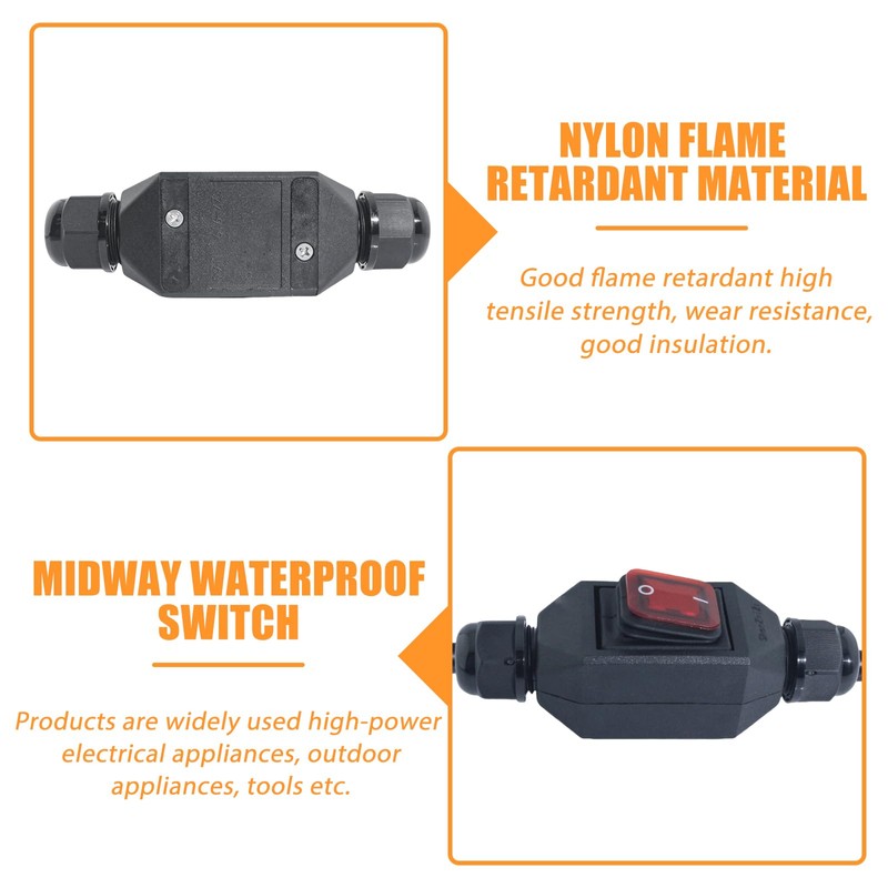 IP66 Waterproof Inline Switch, AC220V 30A Machine Switch Cable Switch