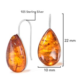AeraVida Ancient Fossil Simulated Amber Polished Teardrop Gemstones with .925 Sterling Silver Hooks Jurrasic Vibes Dangle Earrings