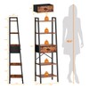 Furologee 5 Tier Ladder Shelf with Drawer, Tall Bookshelf Storage