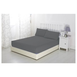 Sonia Linens Home Basic Soft Brushed Microfibre Fitted Sheet - Non Iron Breathable Hypoallergenic Bottom Sheet with Strong Elastic Hem (Gray, Double)