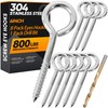 8Pcs 6 Inch Heavy Duty Screw Eyes Hooks, 304 Stainless