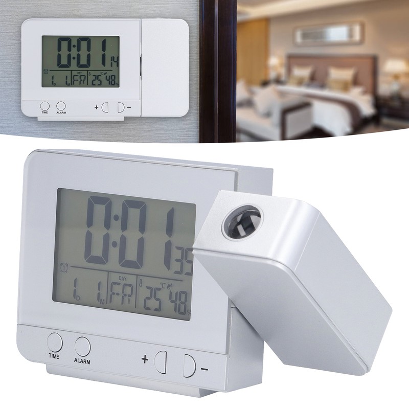 Projection Alarm Clock Backlit LED USB Charging Multifunctional Clock with