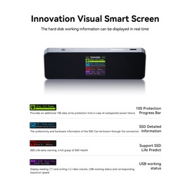 Visual Smart NVMe SSD Enclosure (with Black Silicone Case), Supports 10s PLP, USB 3.2 Gen 2 Type-C, Compatible with NVMe PCIe, 2230/2242/2260/2280, Supports M-Key and B+M Key, UASP