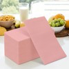 50 Pack Disposable Linen-Feel Dinner Napkins,Built-in Flatware Pocket, Pink,12x17 In,Suitable