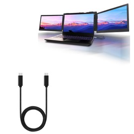 BoxWave Cable Compatible with Kefeya P2 PRO Portable Monitor Laptop Screen Extender (13.3 in) - DirectSync PD Cable (3ft) - USB-C to USB-C (100W), Type C Braided 3ft Charge and Sync Cable - Jet Black