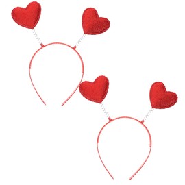 SAFIGLE 2pcs Glitter Heart Headband Set for Girls - Sparkly Decorative Hair Accessories for Parties, Festivals, and Special Occasions