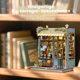 Fsolis Book Nook Building Kit for Teenagers from 14 Years - Luminous 3D Puzzle Dollhouse with Miniature Furniture Creative Crafters