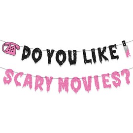Do You Like Scary Movies Banner, pancarta rosa de Halloween para decoración de fiestas de gritos, películas, suministros de decoración de fiestas nocturnas
