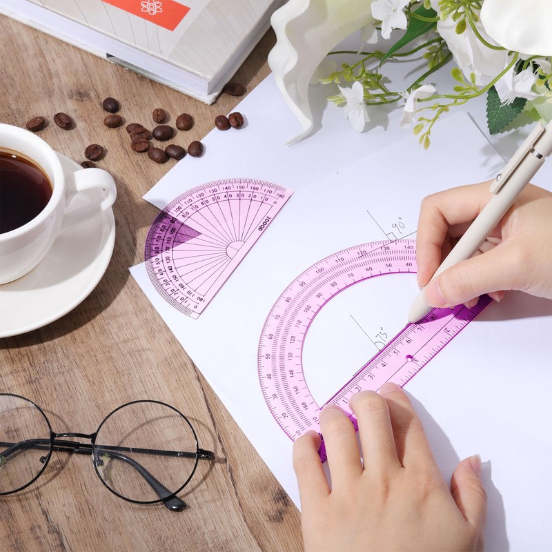 EBOOT 2 Pcs Plastic Protractor Clear 180 Degrees Transparent Protractor
