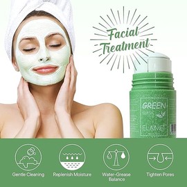 Bluemega máscara Verde Green Mask Stick, Mascarilla de Limpieza Profunda, Mascarilla en Barra Sólida, Purificante en Barra de Arcilla, Mascarilla de Arcilla Stick, Hidratar Piel