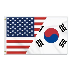 3×5 FT USA South Korea Friendship Flag, Large 150D America South Korean Outdoor Banner,Double Side Printing American Decor For Patio Garden With Brass Gromment