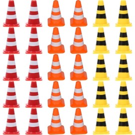 jojofuny Mini Traffic Cones Toy 30Pcs Miniature Road Cone, Plastic Roadblocks Model, Traffic Signs Construction, for Engineering Construction Supplies Party Favors