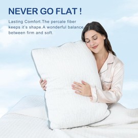 ACCURATEX Pillows King Size Set of 2, Rayon Derived from Bamboo Removable Cover, Shredded Memory Foam Pillow with Down Alternative Fill (Adjustable), Supportive Pillows for Side Back Sleepers