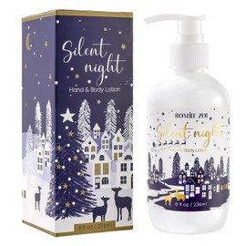 ROMIIE ZOI Loción Navideña Para Manos Y Cuerpo Con Manteca De Karité Hidratante Para Todo Tipo De Piel - Noche De Paz - Aroma A Abeto - 236 Ml / 8 Onzas Líquidas