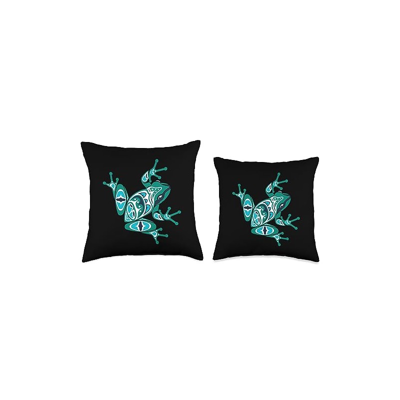 Native American Indian Style Art Frog Pacific Northwest Throw Pillow