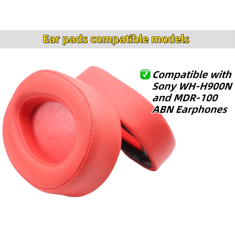 Xinyuekj MDR-100ABN Replacement Ear Pads for Sony WH-H900N - Red