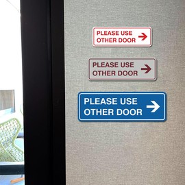 Signs ByLITA Standard Office Door Please Use Other Door Right Arrow Sign (Navy BlueGold) - Medium 1 Pack