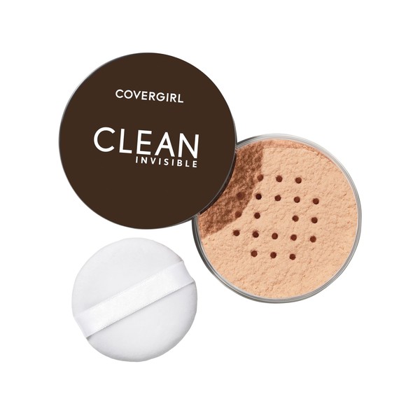 COVERGIRL - Clean Invisible Loose Powder, 100% natural origin pigments & only 15 essential ingredients that won’t clog pores, lightweight, breathable formula - Translucent Light - 110