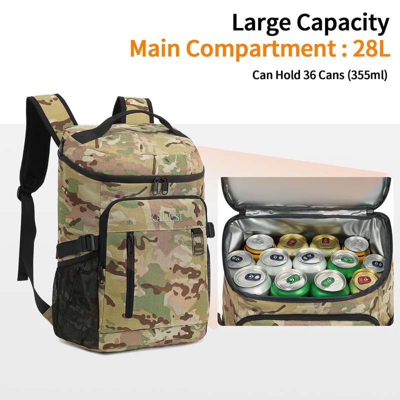 Kalesi Cooler Backpack 36 Cans Lightweight Insulated Backpack Cooler Leak-Proof