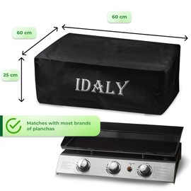 Idaly™ Protective Cover for Plancha - Waterproof Polyester Tarpaulin with Elastic Strap - Easy to Fit - For Plancha | Gas Stove | Outdoor Grill -