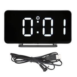 Digital Mirror Alarm Clock 5V Double Alarm Snooze Function LED Mirror Electronic Clock for Home Bedroom Decor