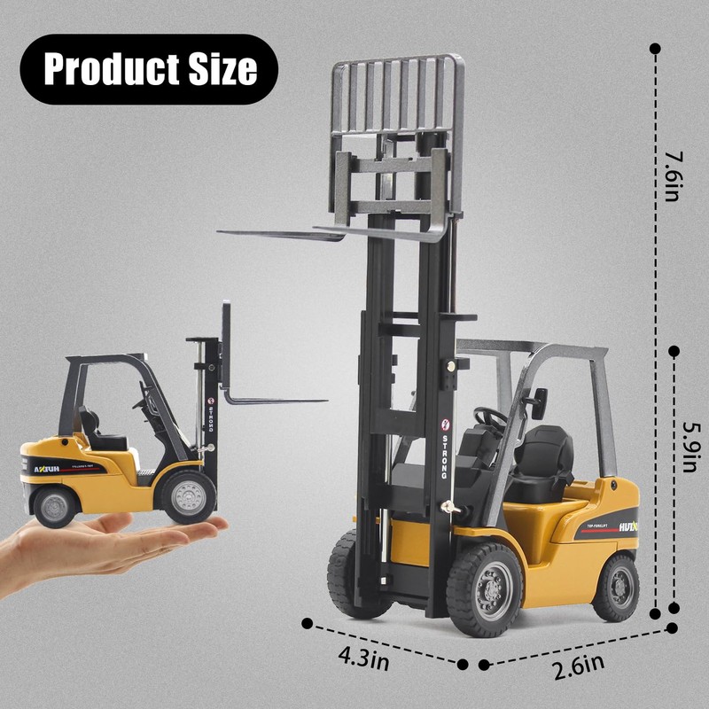 fisca 1:50 Metal Model Vehicle Set - Excavator, Backhoe Loader