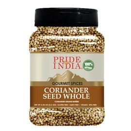 Pride of India – Coriander Seed Whole – Fresh & Gourmet Indian Whole Spice – Good for Curries/Meat/Chicken – Easy to Store – 4 oz. Medium Dual Sifter
