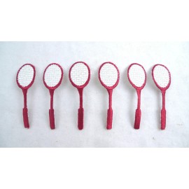 Unbranded 6 TENNIS RACQUET Embroidered Appliques Patches 2-1/4" Silver Metallic Threads