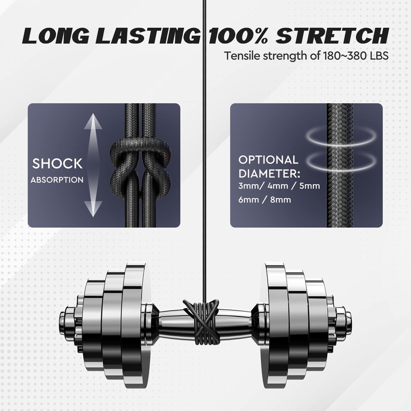 Bungee Cord Elastic Shock Cord, 3mm x 50M Black