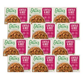Miss Olive’s Lentil & Beef with Vegetables Ready Meal, Lower Sodium Shelf Stable Heat & Eat Entrée in Hearty Sauce, 7 oz (Pack of 12)