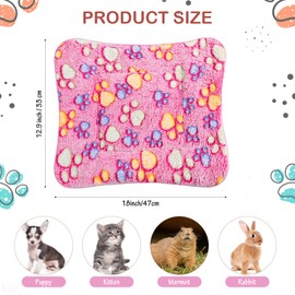 4 Pack Ultra Soft Dog Cat Bed Mat with Cute Prints Reversible Fleece Dog Crate Kennel Pad Cozy Washable Thickened Hamster Guinea Pig Bed Pet Bed Mat for Small Animals (Vivid Color, 13 x 18.5 Inches)
