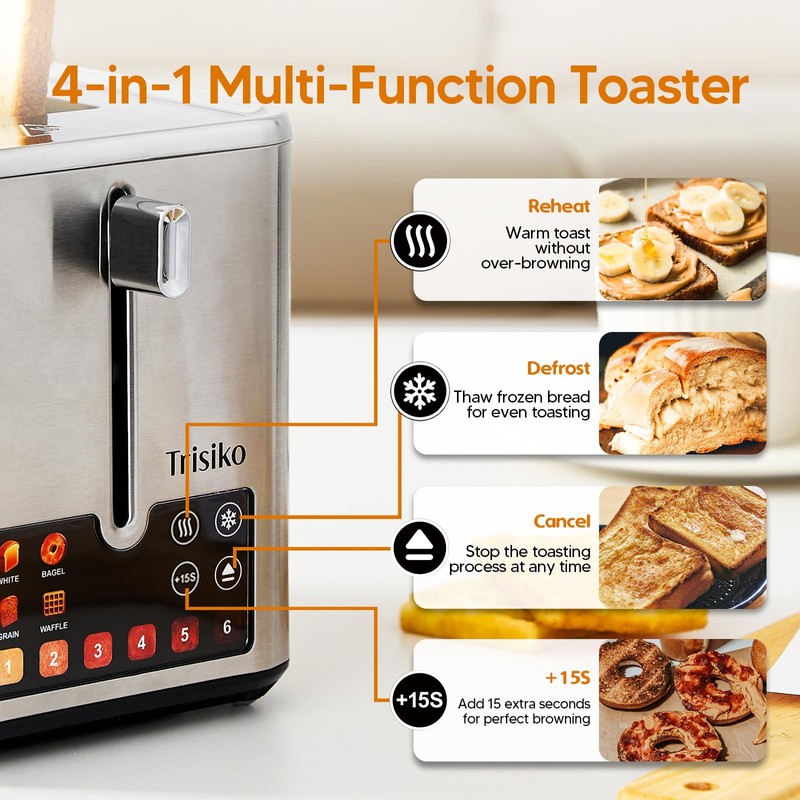® Touch Screen Toaster 2 Slice,Smart Toaster with Digital Timer,