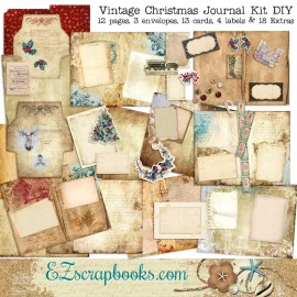 EZscrapbooks Vintage Christmas Red DIY Kit - Junk Journal, Journal, Smash Book -EZ-7118