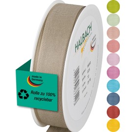 Halbach Seidenbänder Gift Ribbon | Width 25 mm Length 25 m | Ribbon Made in Germany | Gift Ribbons in a Variety of Colours and Widths Perfect for Packaging and Decorating, Colour: Linen