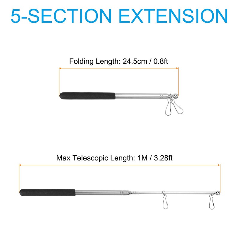 PATIKIL 1M Portable Stainless Steel Flagpole Handheld Flag Pole -