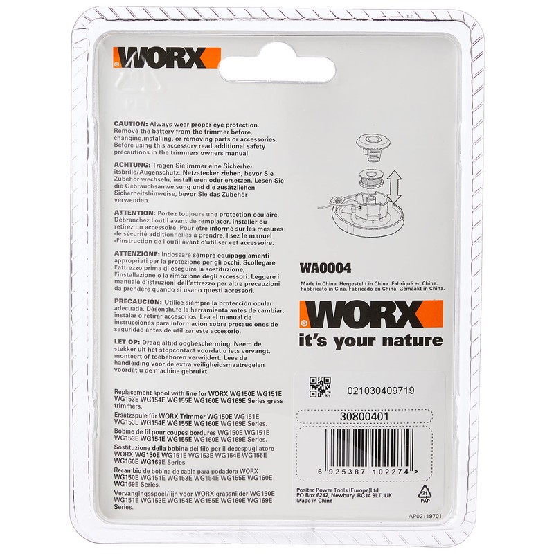 WORX WA0004 Replacement Spool and Line for WORX Grass Trimmers