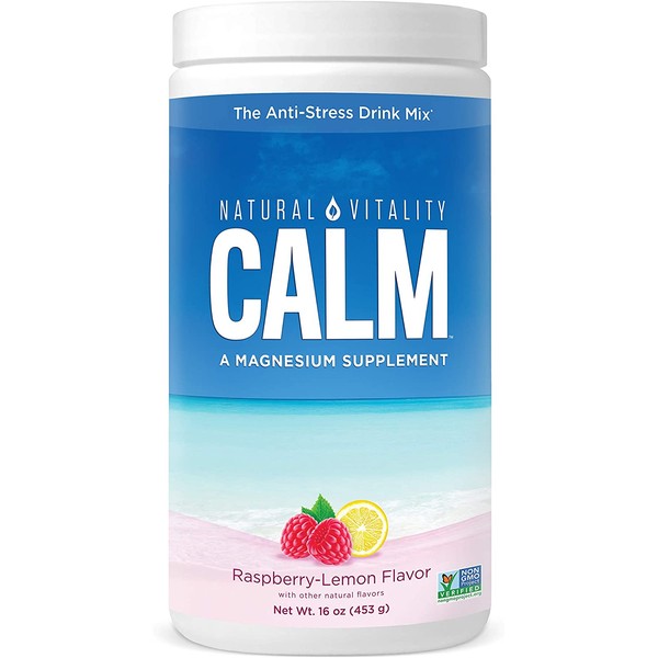Natural Vitality Calm #1 Selling Magnesium Citrate Supplement, Anti-Stress Magnesium Supplement Drink Mix Powder- Raspberry Lemon, Vegan, Gluten Free and Non-GMO (Package May Vary), 16 oz 113 Servings