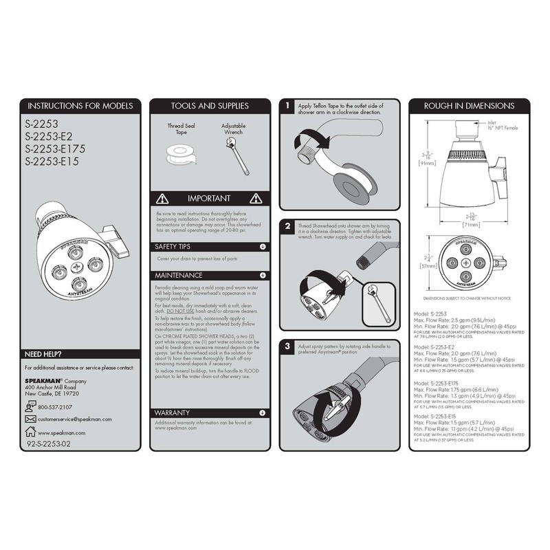 Speakman Classic S-2253-E2 Shower Head, 2 GPM, Polished Chrome