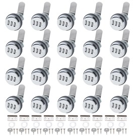 RealPlus Combination Cam Locks 3/4" Cylinder Cabinet Lock Security Combi-Cam Password Coded Lock Secure Files Drawers RV Storage Locks (20 Pack, Chrome Finish)