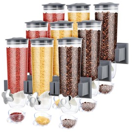 Triple Food Dispenser - 3 Set Easy To Use Dry Food Dispenser for Candy, Nuts, Rice, Granola, Cereal - Dispensing 1 Oz Per Twist And Preserving Freshness For Fun, Easy Serving.5.4 L (Each Set)(Gray)